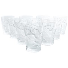 Vintage Lalique Crystal Barware Double Old Fashion Glassware Set Ten