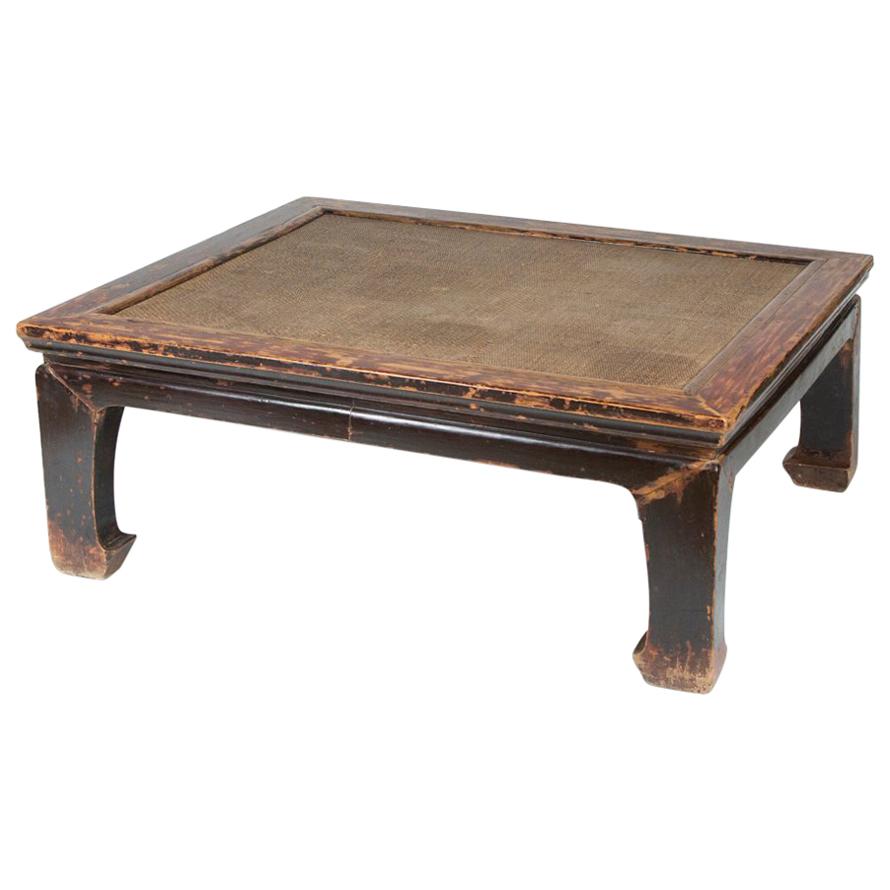 Chinese Low Table with Rattan Top