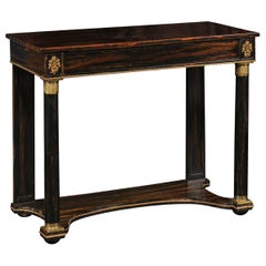 English 1850s Regency Style Faux-Painted Rosewood Console with Bronze Mounts