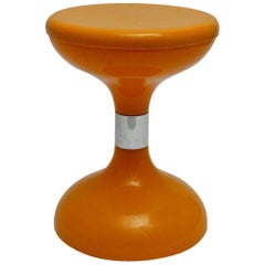 Space Age Orange Plastic Vintage Stool Sgabello Americano, Italy, 1970s