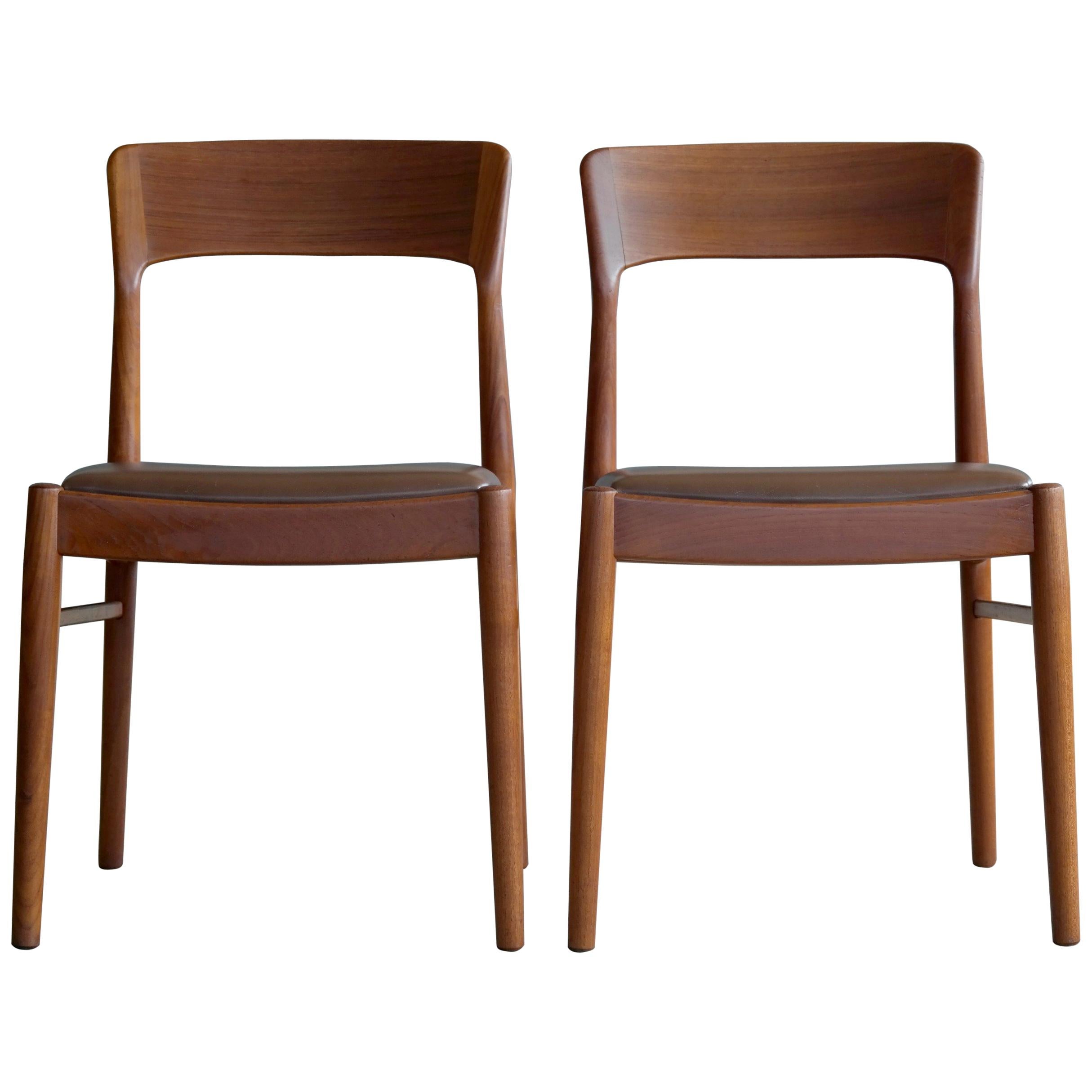 Kai Kristiansen Set of Two Dining Chairs in Teak for K.S. Mobler Denmark, 1960s