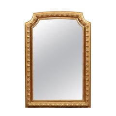 French Giltwood Wall Mirror with Carved Frame and Beaded Motifs, circa 1900
