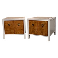 Retro Pair of Drexel Heritage Burl Wood and Lacquered End Tables