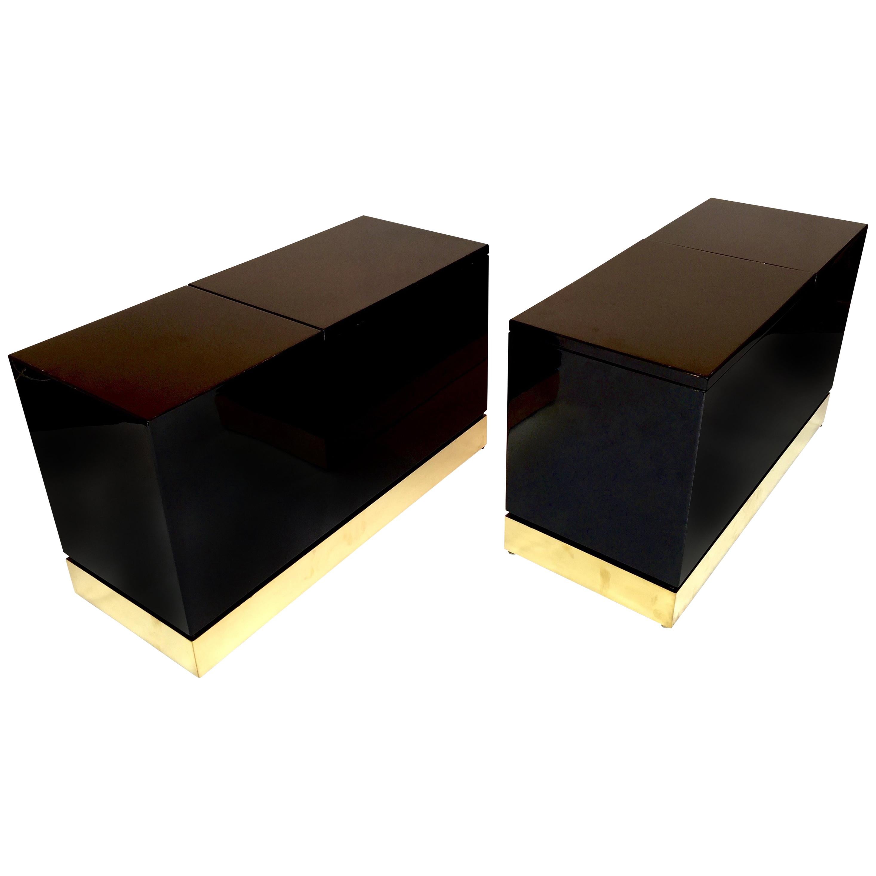 Pair of Lacquered Side Tables Trunk by Jean Claude Mahey, France, 1970s