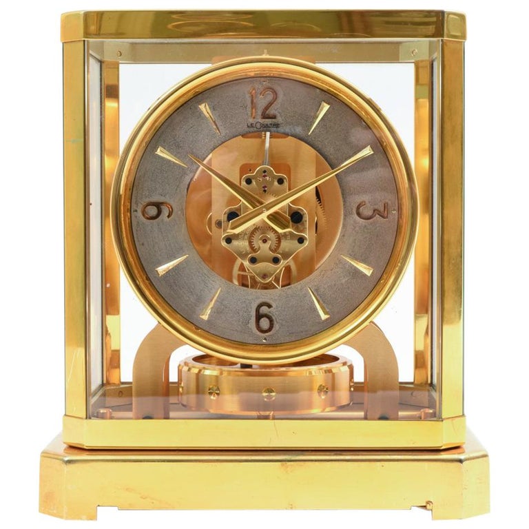 Case Glass / Brass Jaeger Le Coultre Mantel / Desk Clock For Sale at ...