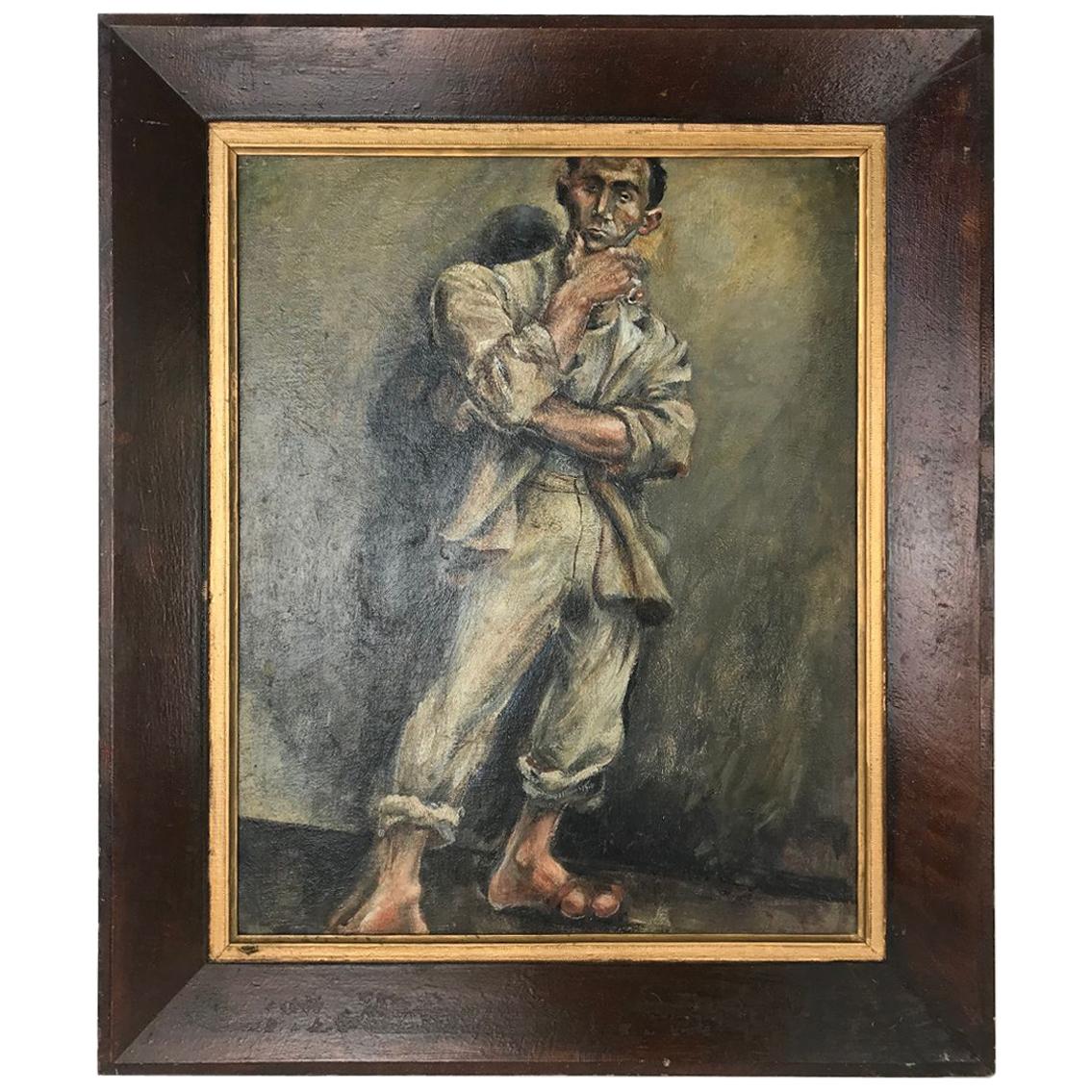Marion Greenwood Painting Man in Suit and Sandals 1932 Oil on Board