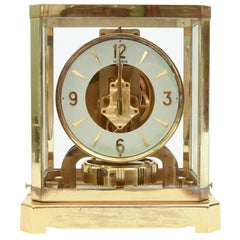 Used Case Glass / Brass Jaeger Le Coultre Desk Clock