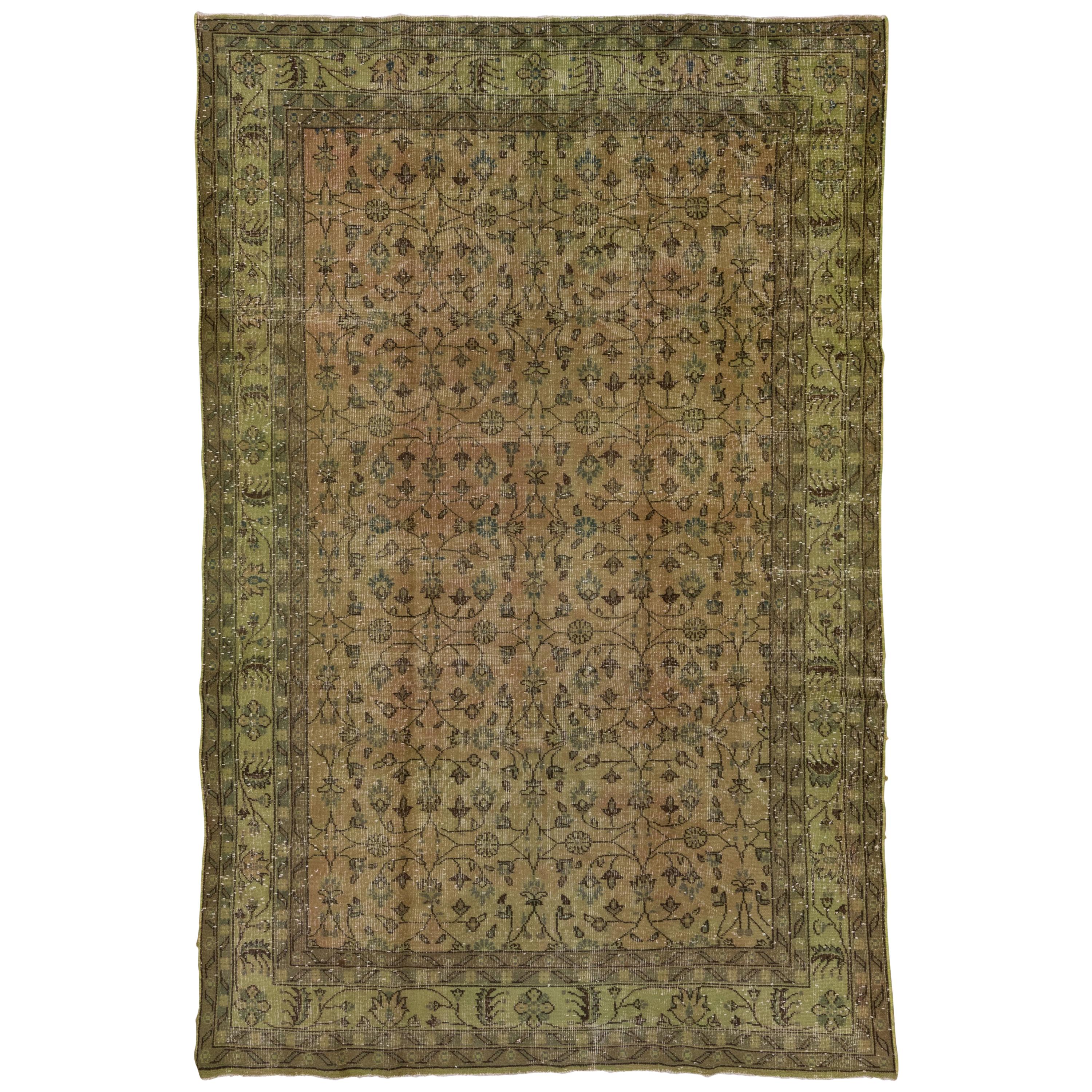 Übergefärbter Vintage-Teppich, Grüntöne