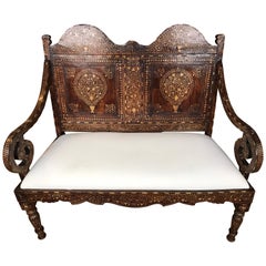 Antique Indian Inlay Bench