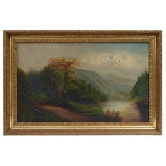 Oil on Canvas Hudson Valley River School Painting