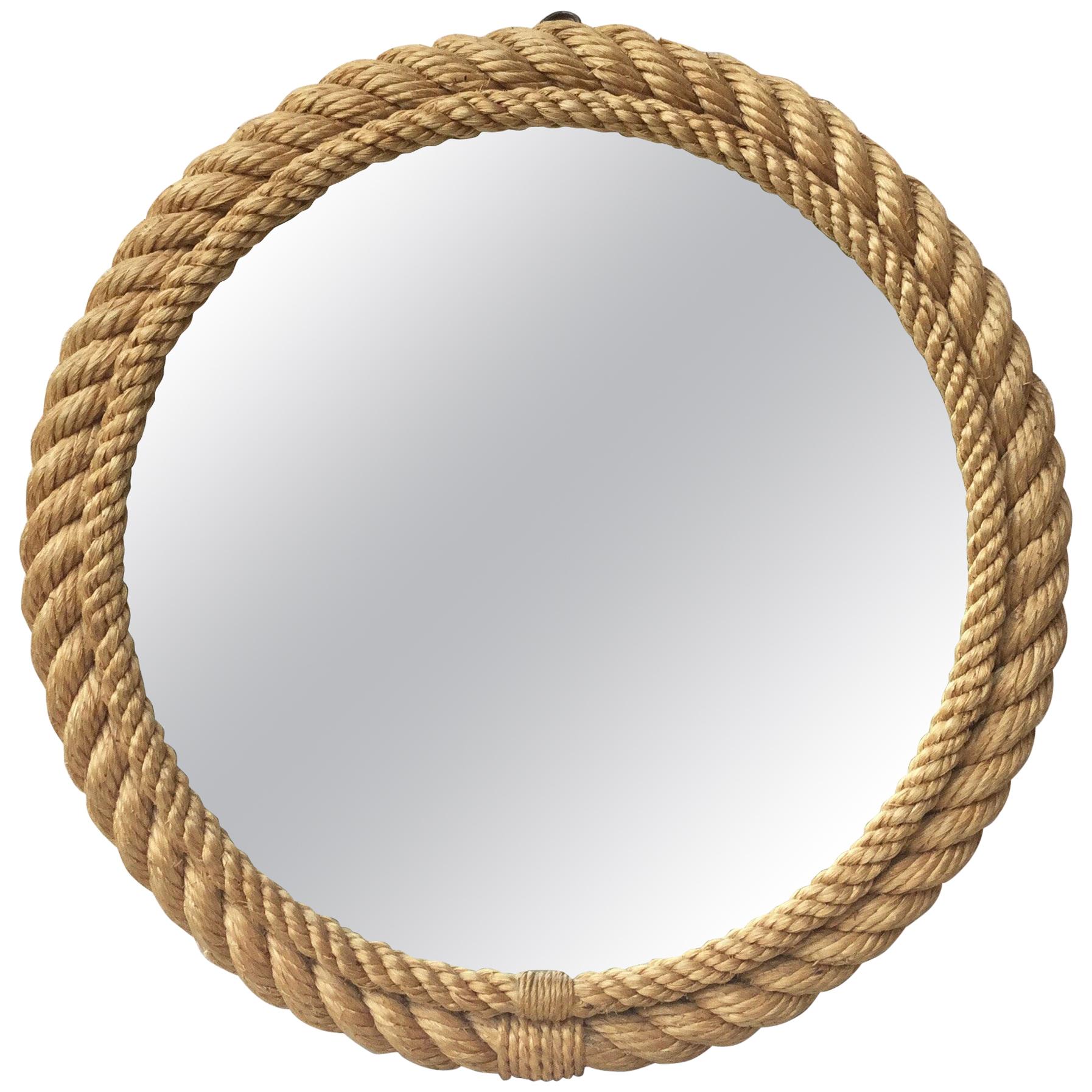 Round Rope Mirror Audoux Minet, circa 1960