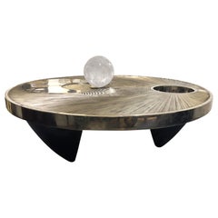 White Bronze Coffee Table with Rock Crystal Sphere "Il Bacio"