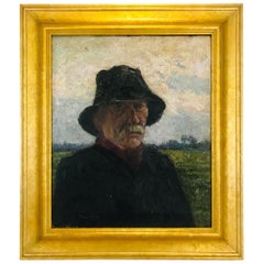 Pierre Paulus Portrait of Man in Hat Oil on Canvas