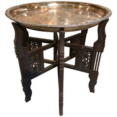 Folding Moroccan India Table with Brass Top