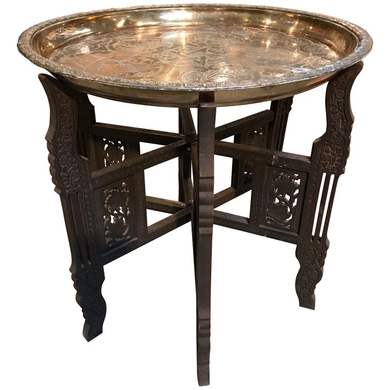 Folding Moroccan India Table with Brass Top at 1stDibs moroccan