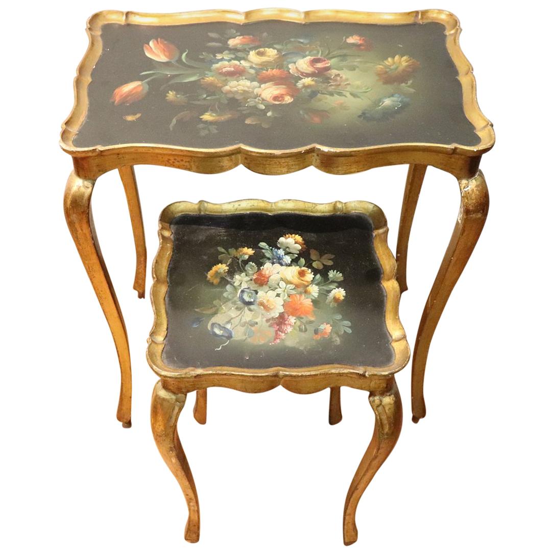 20th Century Belle Époque Style Golden hand painted Side Table or Sofa Table