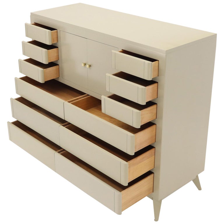 Multiple 12 Drawers Two Door Compartment Cube Shape High Wide Chest