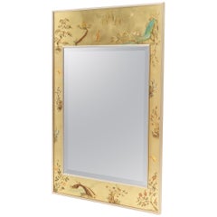 Used La Barge Reverse Painted Gold Leaf Rectangular Frame Decorative Mirror