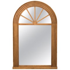 Antique Early 20th Century Round Arch Pine Mirror