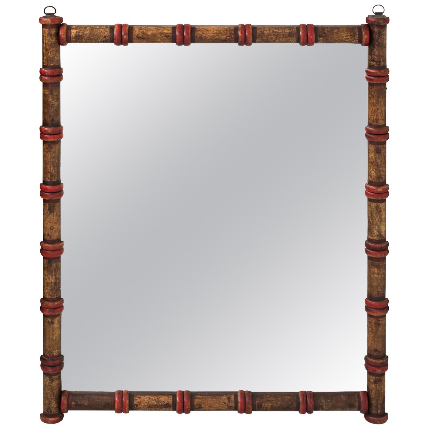 Early 20th Century Rustic Spool Mirror