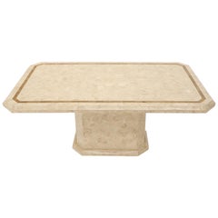 Stone Veneer Tessellated Inlayed Rectangular Dining Conference Table