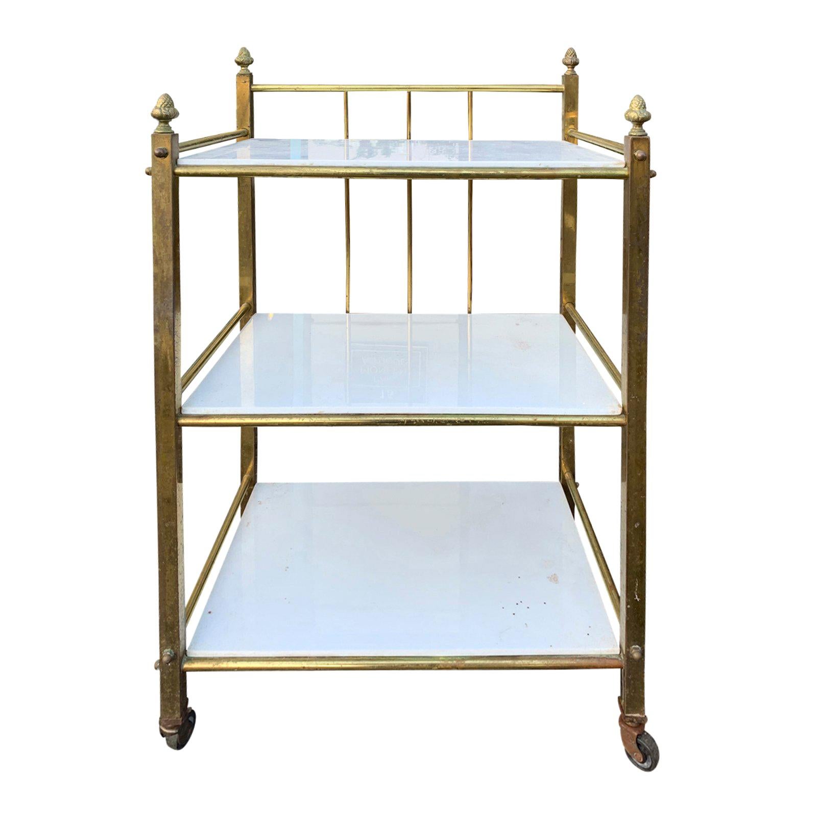 Mid20th Century Brass Étagère with White Marble Shelves at 1stDibs