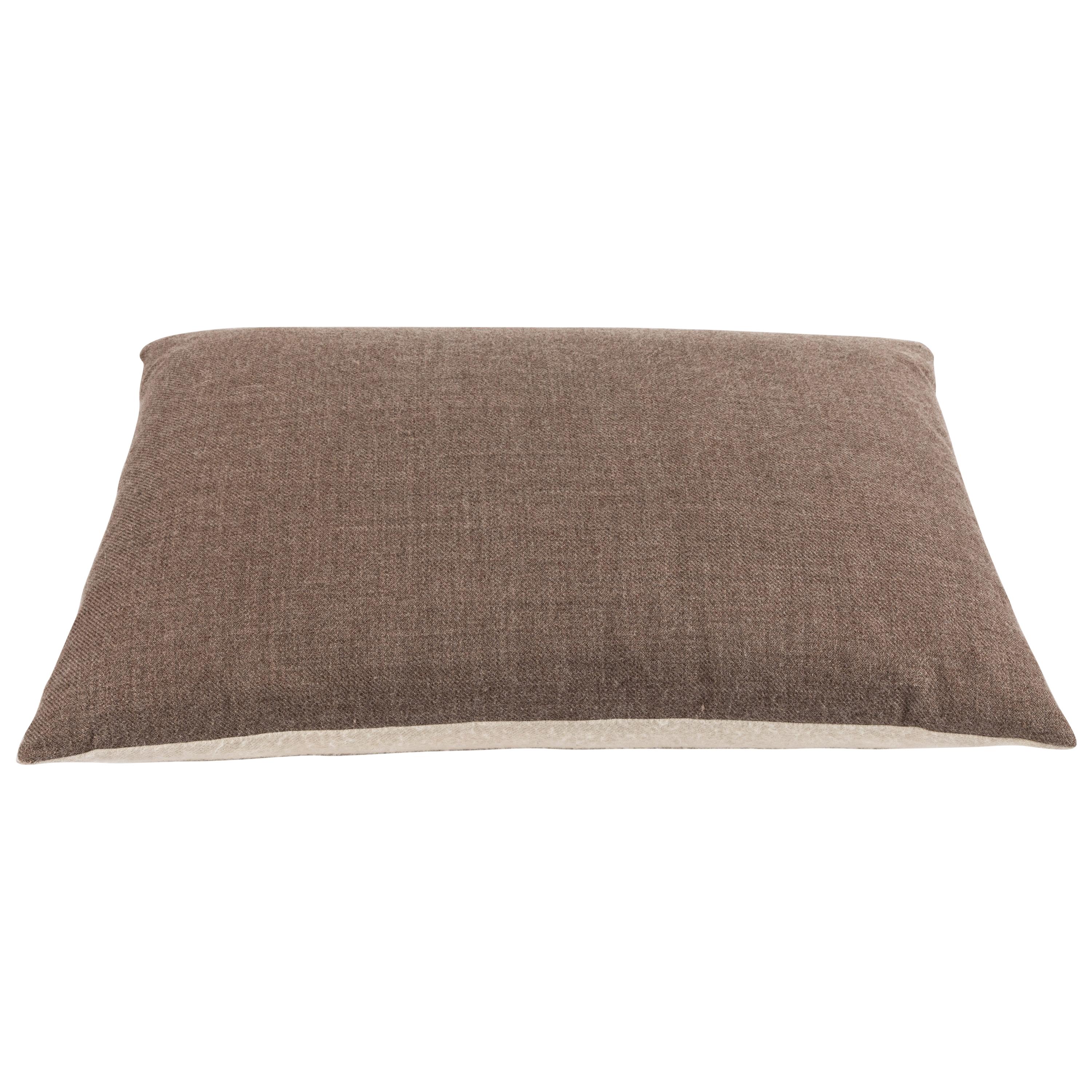 Italian Cream and Putty Cashmere Lumbar Pillow For Sale