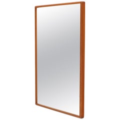 Midcentury Danish Modern Solid Teak Rectangular Frame Wall Mirror