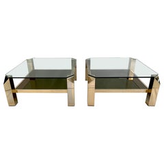 Pair of 23-Karat Gold-Plated Two-Tier End Tables by Belgo Chrome