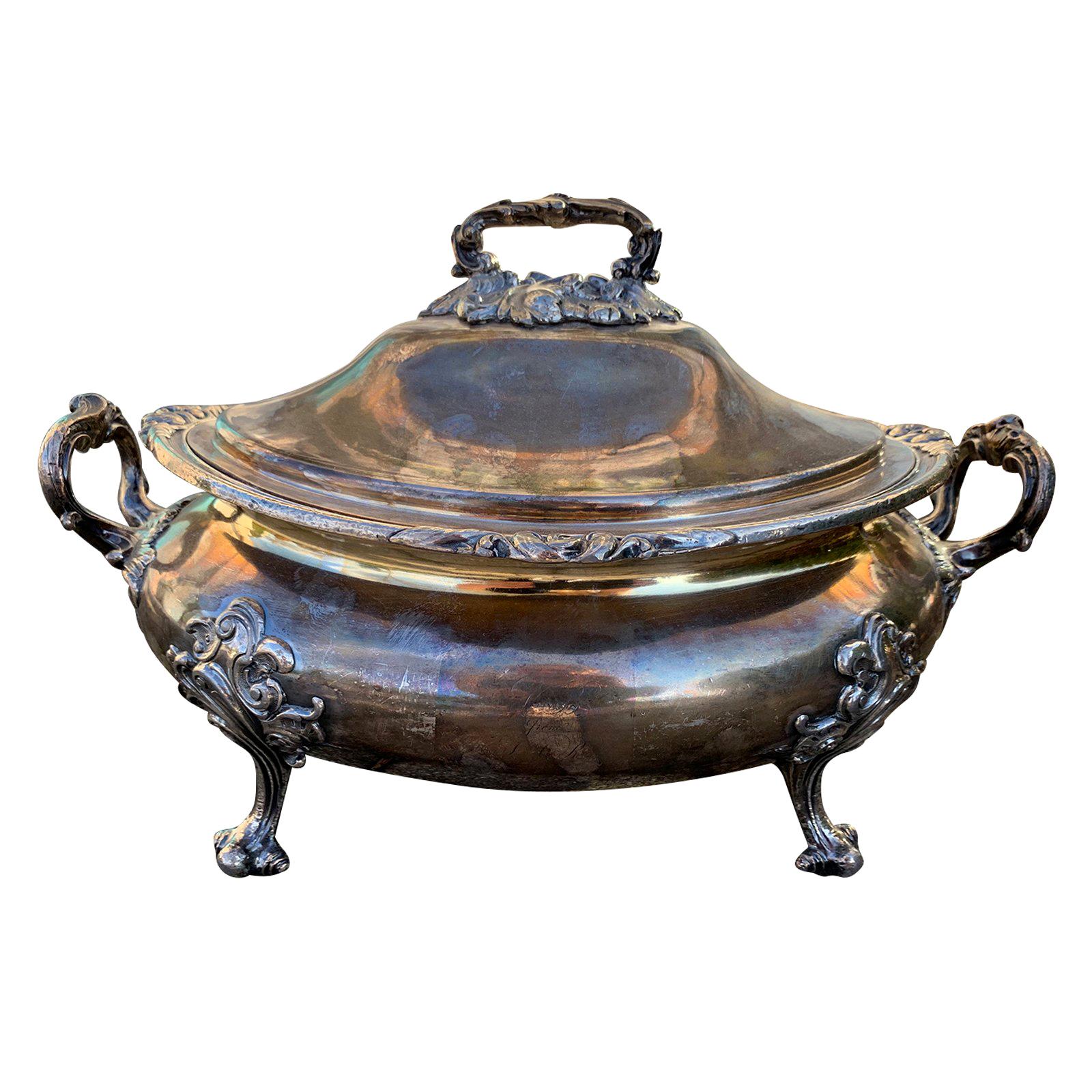 English Sheffield Silver Tureen by James Dixon & Sons, Labeled, circa 1835 For Sale