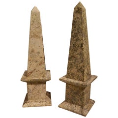 Pair of Marble Obelisks Floraluna Marble, Grand Tour, Early 20th Century