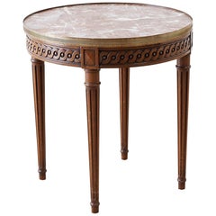 Neoclassical French Louis XVI Style Marble Bouillotte Table