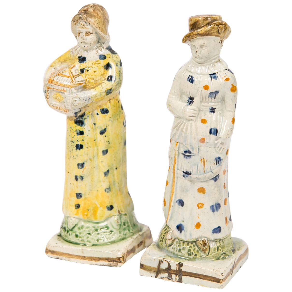 Pair Antique Staffordshire Figures c-1800 Deaccessioned Colonial Williamsburg 