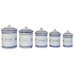 Vintage French Enamel Canister Set