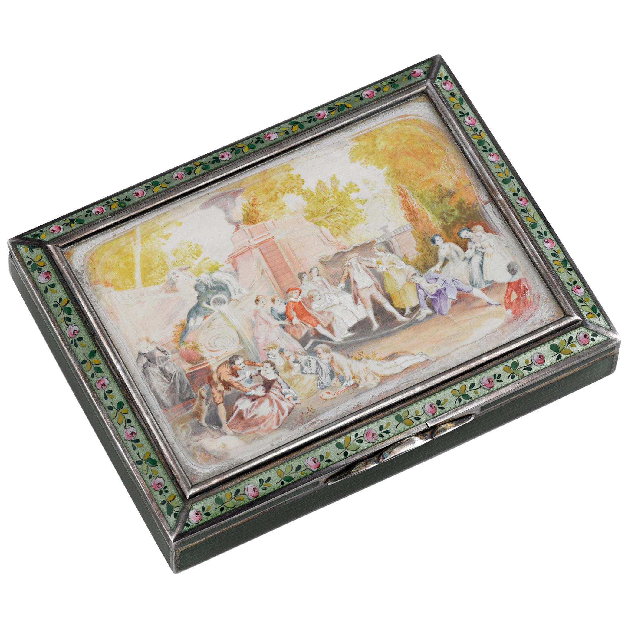 Viennese Silver and Enamel Snuffbox