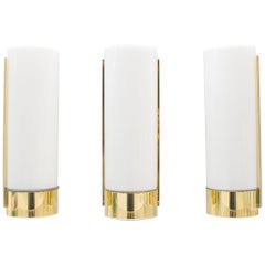 Elegant Wall Lamp in Gold and Milk Glass by Limburg, Germany, 1970s