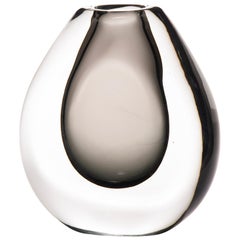 Tall Sommerso Style Smoke Art Glass Vase