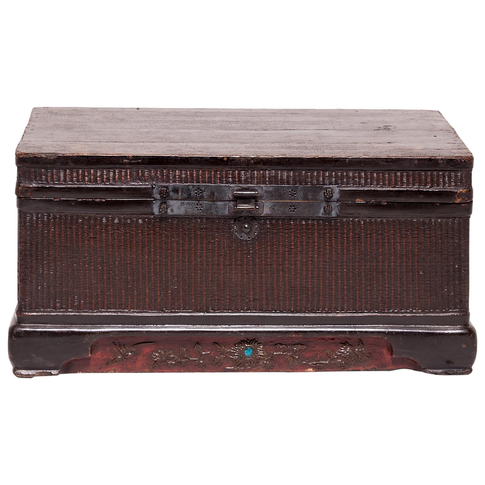 Chinese Woven Reed Trunk, c. 1850 For Sale