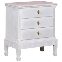 Small Antique White Painted Swedish Chest of Drawer