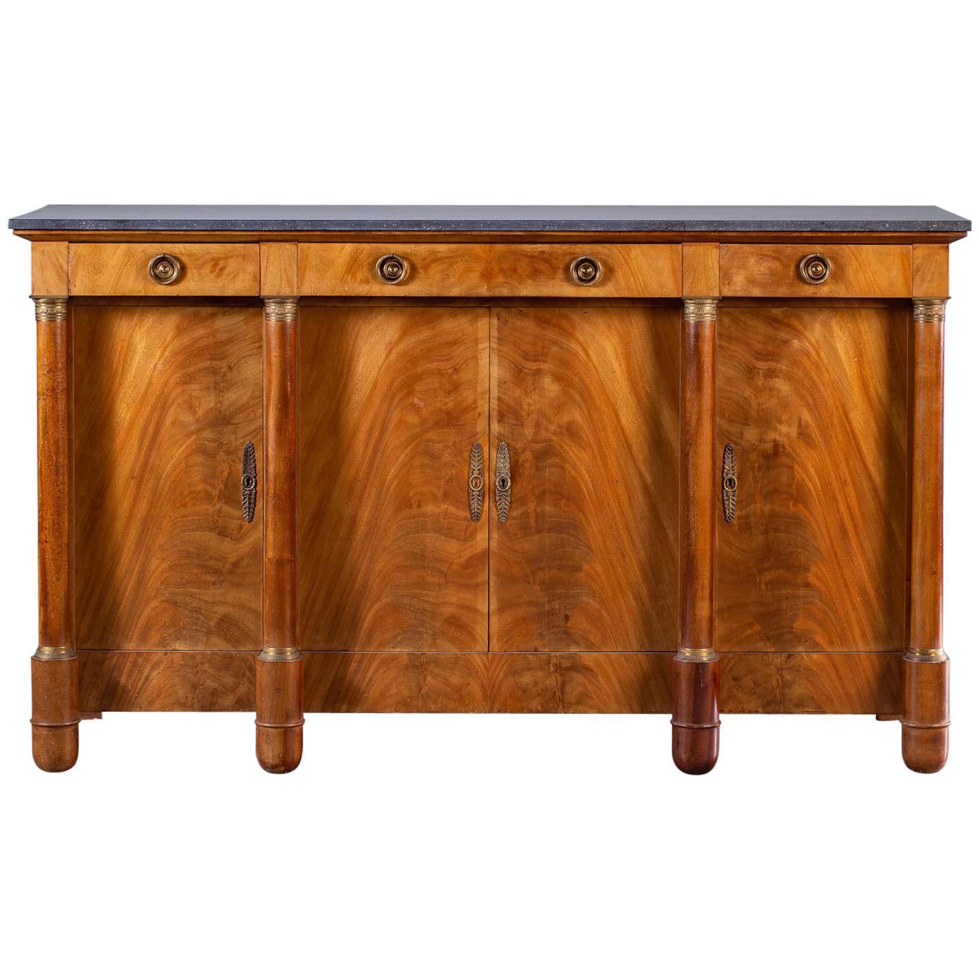 Vintage French Empire Style Mahogany Marble Top Buffet, circa 1920
