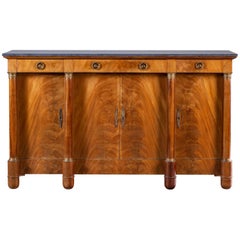 Vintage French Empire Style Mahogany Marble Top Buffet, circa 1920