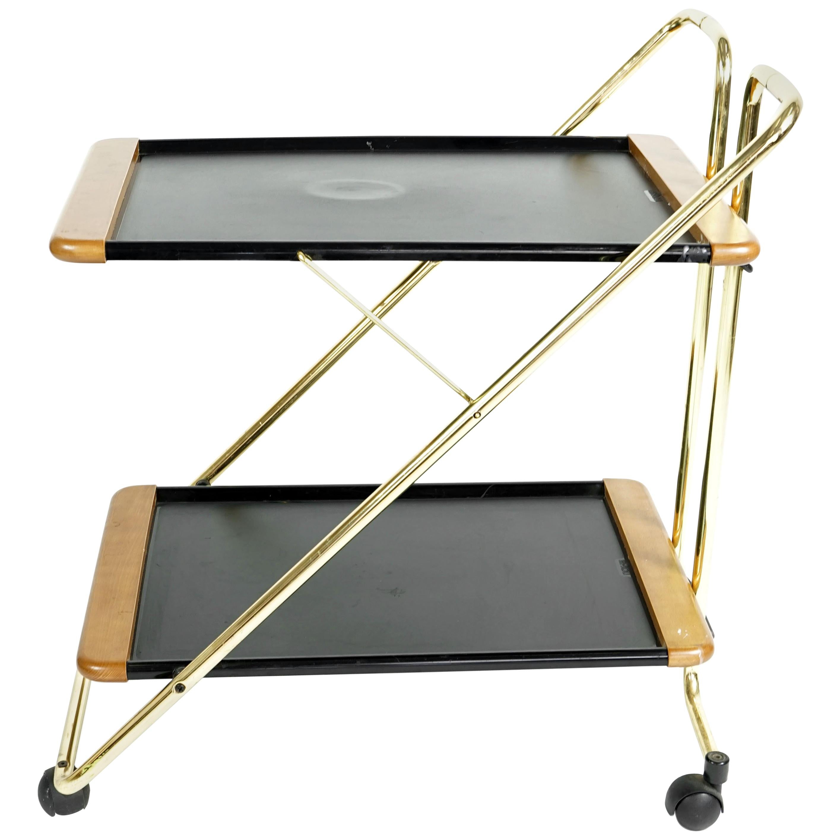 Mid-Century Modern Brass Bar Cart, 1960s For Sale