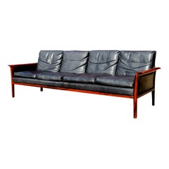 Knut Sæter Rosewood and Leather Sofa