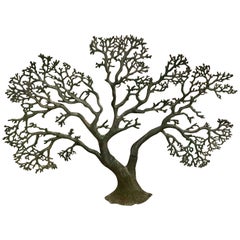 Midcentury Verdigris Bronze Tree of Life Wall Sculpture
