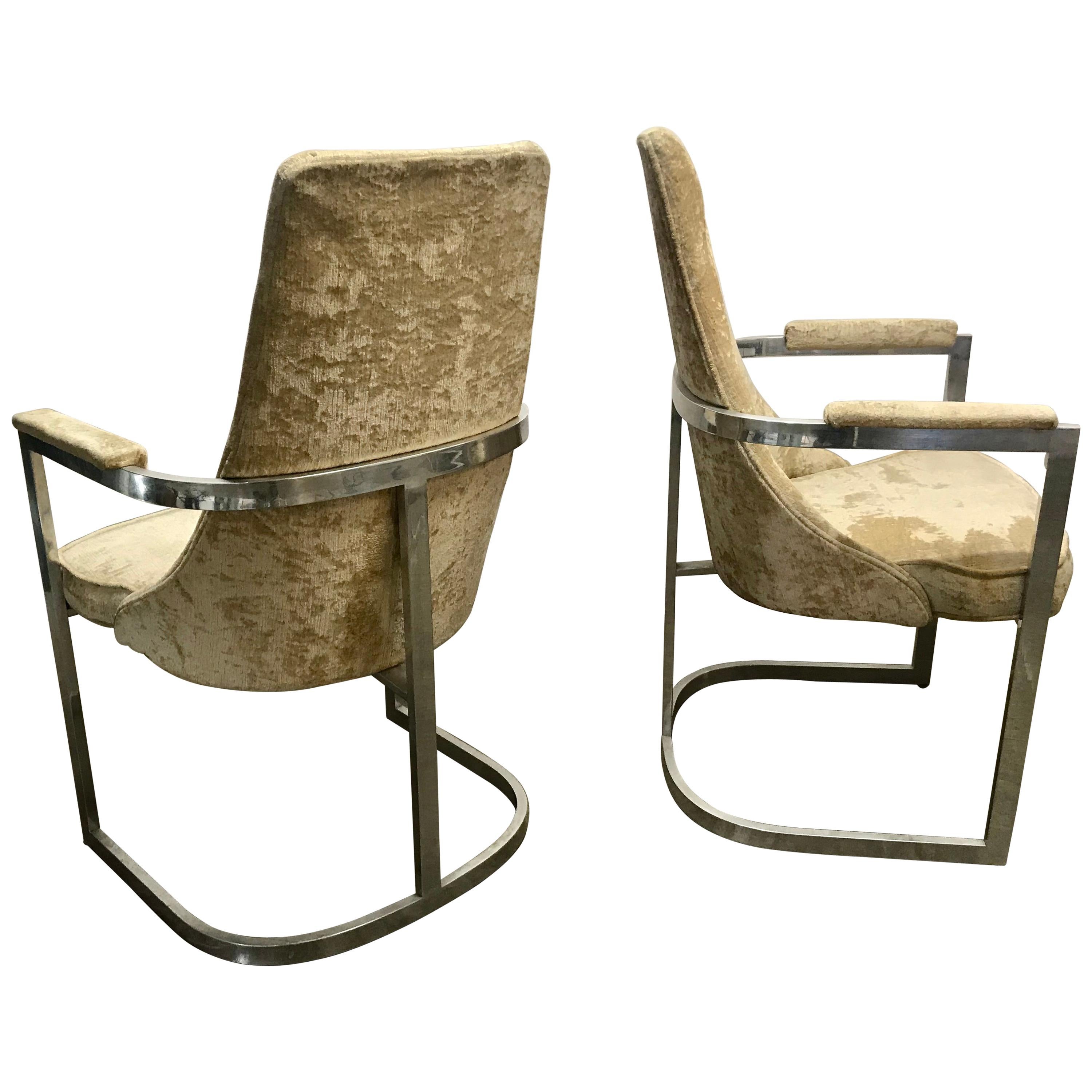 Paire de fauteuils modernistes à structure en aluminium, Milo Baughman/Thayer Coggin en vente