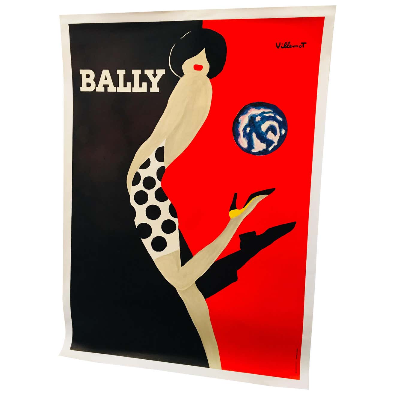 Original Vintage French Bally Shoe Poster, 'Bally Kick' by Bernard ...