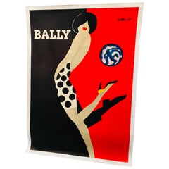 Original Retro French Bally Shoe Poster, 'Bally Kick' by Bernard Villemot
