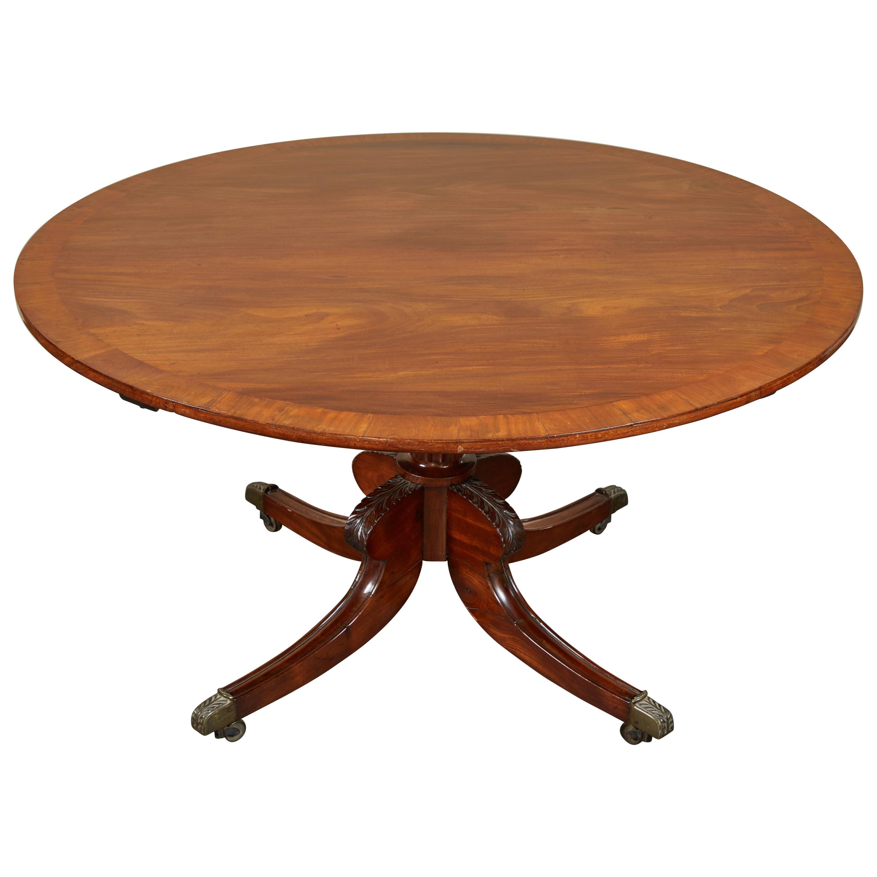 19th Century English Mahogany Georgian Pedestal Table For Sale