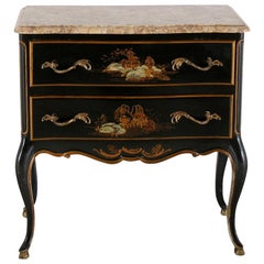 French Chinoiserie or Japanned Louis XV Bombe Commode Chest from Paris. 