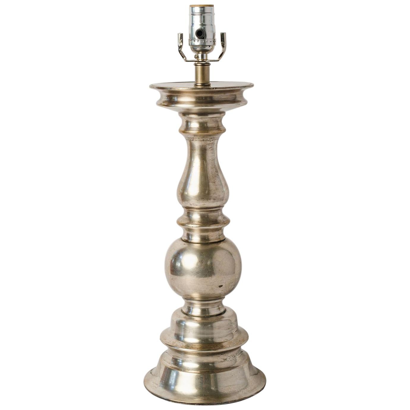 Antique Nickel on Cast Brass Table Lamp in Georgian Style For Sale